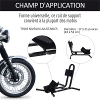 HOMCOM Lève moto béquille d'atelier support roue moto support béquille moto - bloque roue 17 à 21 pouces métal époxy noir(m-6)
