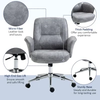 Vinsetto Swivel Computer Office Chair Mid Back Desk Chair for Home Study Bedroom, Light Grey(m-7)