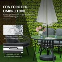 Outsunny Tavolo da Giardino Rotondo con Foro per Ombrellone in Acciaio e Vetro, Ф106.5x71cm, Nero(m-5)