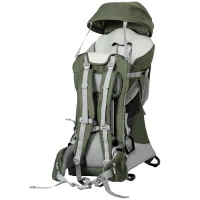 HOMCOM Zaino Porta Bimbo fino a 18 kg Età 6-36 Mesi in Alluminio con Tettuccio, Cintura e Spallacci Regolabili(m-10)