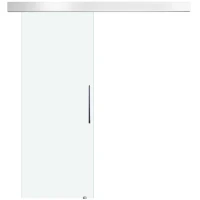 HOMCOM Porta Scorrevole in Vetro Trasparente con Binario e Maniglia in Alluminio per Bagno Cucina Studio 210x75x0.8cm(m-1)