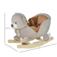 HOMCOM Cheval à Bascule Jouet à Bascule Ourson pour Enfants de 18-36 Mois Fauteuil intégré Ceinture de sécurité Fonction sonore grognement Gris Marron(m-3)