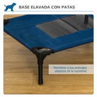 PawHut Cama Elevada para Perros Gatos Portátil Cama para Mascotas con Zona de Malla Transpirable y Tela Oxford para Interior Exterior 61x46x18 cm Azul(m-5)
