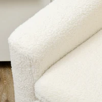 HOMCOM Armchair, Upholstered Accent Chair with Wood Legs and Wide Padded Seat, Teddy Occasional Chair, Cream White(m-8)