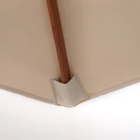 Outsunny 2.7m Wooden Parasol Elegant Two-Tier Design Garden Parasol Umbralle for Outdoor Shade, Beige(m-9)