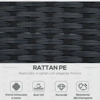 Outsunny Set da 7 Pezzi Salotto da Esterni in Rattan con Poltrona Pouf Tavolino Nero e Beige(m-4)