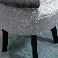 HOMCOM Dressing Table Stool with Rubber Wood Legs, Ice Velvet Vanity Stool for Living Room Bedroom, Grey(m-7)