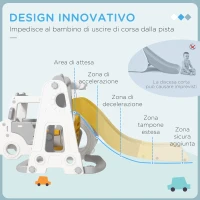 AIYAPLAY Set Scivolo per Bambini 18-48 Mesi con Altalena, Macchinina e Canestro, 201x151x87.5cm, Bianco(m-6)