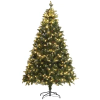 HOMCOM 7ft LED Pre-Lit Artificial Christmas Tree, with Base(m-11)