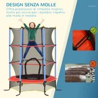 HOMCOM Trampolino per Bambini con Tappeto Elastico, Rete di Sicurezza e Pali Imbottiti, Età 3-10 Anni, Blu(m-4)