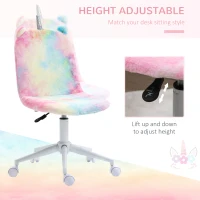 Vinsetto Fluffy Unicorn Office Chair with Mid-Back and Swivel Wheel, Cute Desk Chair, Rainbow Multi-Colored(m-5)