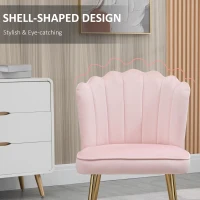 HOMCOM Velvet-Feel Shell Accent Chair - Pink(m-5)
