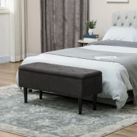 HOMCOM 57L Teddy Fleece Storage Ottoman - Dark Grey(m-2)