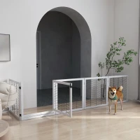 PawHut 8 Panels Foldable Pet Gate with Support Feet, for House, Doorway, Stairs, Small and Medium Dogs - White(m-2)