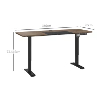 Vinsetto 72-116cm Adjustable Electric Standing Desk, with LED Display - Black(m-3)