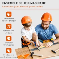 HOMCOM Jeu d'imitation établi et Outils pour Enfant Jeu de Bricolage 64 pièces Orange Noir(m-7)