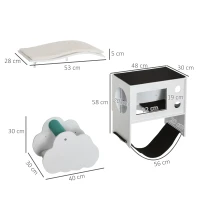 PawHut Juego de Escalada para Gatos de Pared de 3 Piezas con Caseta Plataformas Hamaca y Poste de Sisal Blanco(m-3)