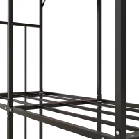 Outsunny Abri à bois en acier galvanisé à 2 niveaux, rack de rangement pour bûches avec toit métal, 186 x 75 x 185 cm(m-9)