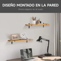 HOMCOM Juego de 2 Estantes de Pared de Madera Estanterías Flotantes para Salón Pasillo Cocina Dormitorio 90x15x2,5 cm Marrón(m-4)