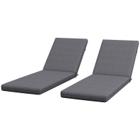 Outsunny Lot de 2 Matelas pour Chaise Longue transat Bain de Soleil avec Sangles d'attache pour Jardin Gris foncé