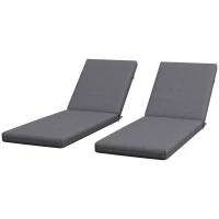 Outsunny Lot de 2 Matelas pour Chaise Longue transat Bain de Soleil avec Sangles d'attache pour Jardin Gris foncé(m-1)
