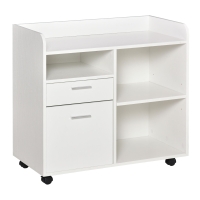 Vinsetto Support d'imprimante - Caisson d'organisation de Bureau Roulant - Dim. 80l x 40P x 72H cm en Bois Blanc