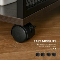 HOMCOM Printer Stand Home Office Mobile Storge File Cabinet Organizer with Castors, Door, Walnut Brown(m-5)