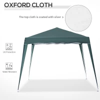 Outsunny 3 M x 3 M Base/ 2.5 M x 2.5 M Top Pop Up Gazebo with Carry Bag, Height Adjustable Slant Leg Party Tent Instant Event Shelter for Garden, Patio, Green(m-5)