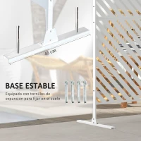 Outsunny Separador de Ambientes Exterior con 3 Piezas Patrón de Triángulo Invertido con Marco de Acero 122x45x198 cm Blanco(m-5)