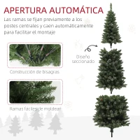 HOMCOM Árbol de Navidad Artificial 225 cm con 980 Ramas 75 Piñas y Soporte de Metal Árbol Navideño para Salón Interior Verde(m-6)
