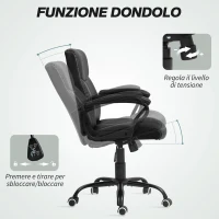 HOMCOM Sedia da Ufficio ad Altezza Regolabile con Funzione di Inclinazione, in Pelle PU, 61x62x95-105 cm, Nero(m-6)