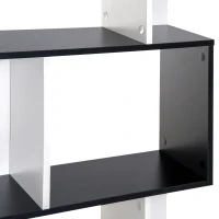 HOMCOM Bibliothèque à 5 niveaux, meuble de rangement en forme de S avec étagères, étagère de rangement pour salon, chambre bureau, 60 x 24 x 148 cm, noir, blanc(m-8)