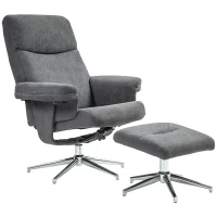 HOMCOM Velvet-Feel Recliner Chair and Ottoman - Dark Grey(m-11)