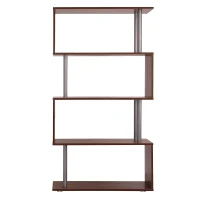 HOMCOM Bibliothèque étagère Design Contemporain en S 4 Niveaux 80L x 30l x 145H cm Coloris Noyer(m-6)