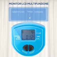 HOMCOM Stepper con Monitor LCD, Manubrio Regolabile ed Elastici, 55x53x118-128cm, Nero e Blu(m-5)