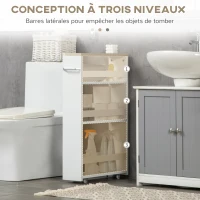 kleankin Lot de 2 chariots de rangement chariot de stockage étagère sur roulettes pour cuisine étroite salle de bain buanderie(m-4)