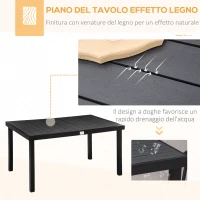 Outsunny Set Tavolo e Sedie da Giardino Pieghevoli e Regolabili per 4 Persone in Alluminio e Texteline, Nero(m-7)