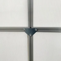 Outsunny Serre de Jardin en Polycarbonate 3,6 m² dim. 1,9L x 1,9l x 2H m avec Fondation, Lucarne réglable, Porte coulissante - Argent et Transparent(m-9)