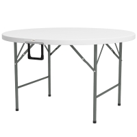 Outsunny Table ronde de jardin pliante Ø122 cm peut accueillir 6 personnes pour évènement, structure métal, plateau HDPE
