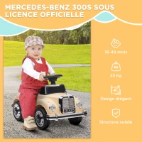 AIYAPLAY Porteur Enfants Voiture Licence Mercedes-Benz 300S 18-48 mois coffre rangement sous le siège beige(m-6)