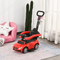 HOMCOM Compatible for Ride On Push Car w/ Storage Handle Steering Wheel Horn Footrest Cup Holder for Toddler Baby 12 - 36 Months Red Mercedes-Benz AMG C63(m-2)
