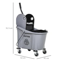HOMCOM 9.5 Gallon/36L Mop Bucket Wringer Cart w/ Down Press Wringer, Wheels, Mop Holder(m-3)