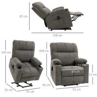 HOMCOM Electric Riser and Recliner Chair for Elderly, Power Lift Recliner Chair with Remote Control, Grey(m-3)