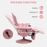 HOMCOM Manual Recliner Armchair PU Leather Lounge Chair w Adjustable Leg Rest, 135° Reclining Function, 360° Swivel, Pink(m-4)