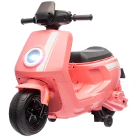 AIYAPLAY 6V Ride on Motorbike, Kids Electric Motorbike w/ Headlights, Music, Training Wheels, for Ages 18-36 Months, Pink(m-11)