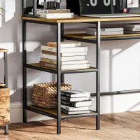 HOMCOM Bureau avec rangement bureau informatique bureau d'ordinateur avec 4 étagères, grand plateau et panneau noir, marron(m-9)