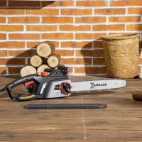 DURHAND 1600W Electric Chainsaw with Double Brake, Tool-Free Chain Tensioning and 16inch Guide Bar and Chain, Power Saw to Cut Wood, Auto Chain Lubrication(m-10)