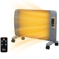 HOMCOM Mica Electric Space Heater, Portable Heater for Home with 2 Heat Settings, Living Room, Study, Garage, Adjustable Temperature 18-30°C, 1000W/2000W, Grey(m-11)