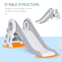 HOMCOM Folding Kids Slide Freestanding Slider for Toddler Climber Indoor Outdoor Playset Exercise Toy Activity Center for 1-3 Years, Cartoon Astronaut Shaped Grey(m-5)