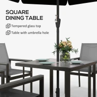 Outsunny Five-Piece Metal Dining Set, with Glass-Top Table - Grey(m-5)